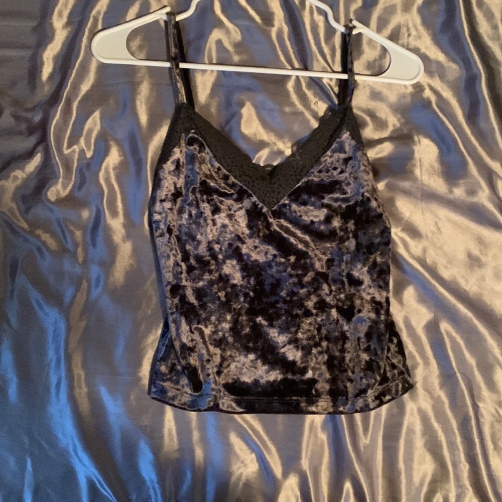 Faux velvet tank top.